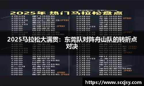 2025马拉松大满贯：东莞队对阵舟山队的转折点对决
